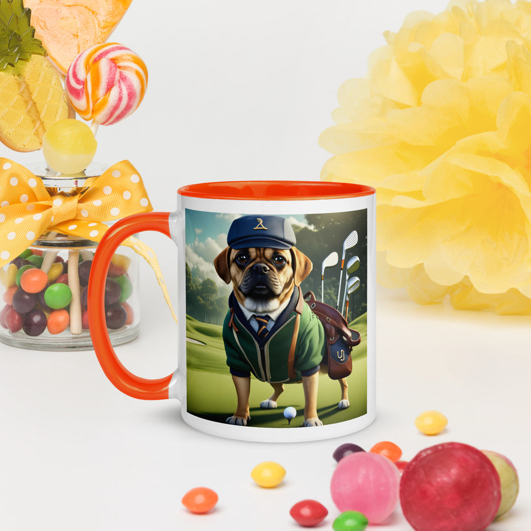 Puggle Golfer- Mug with Color Inside v16