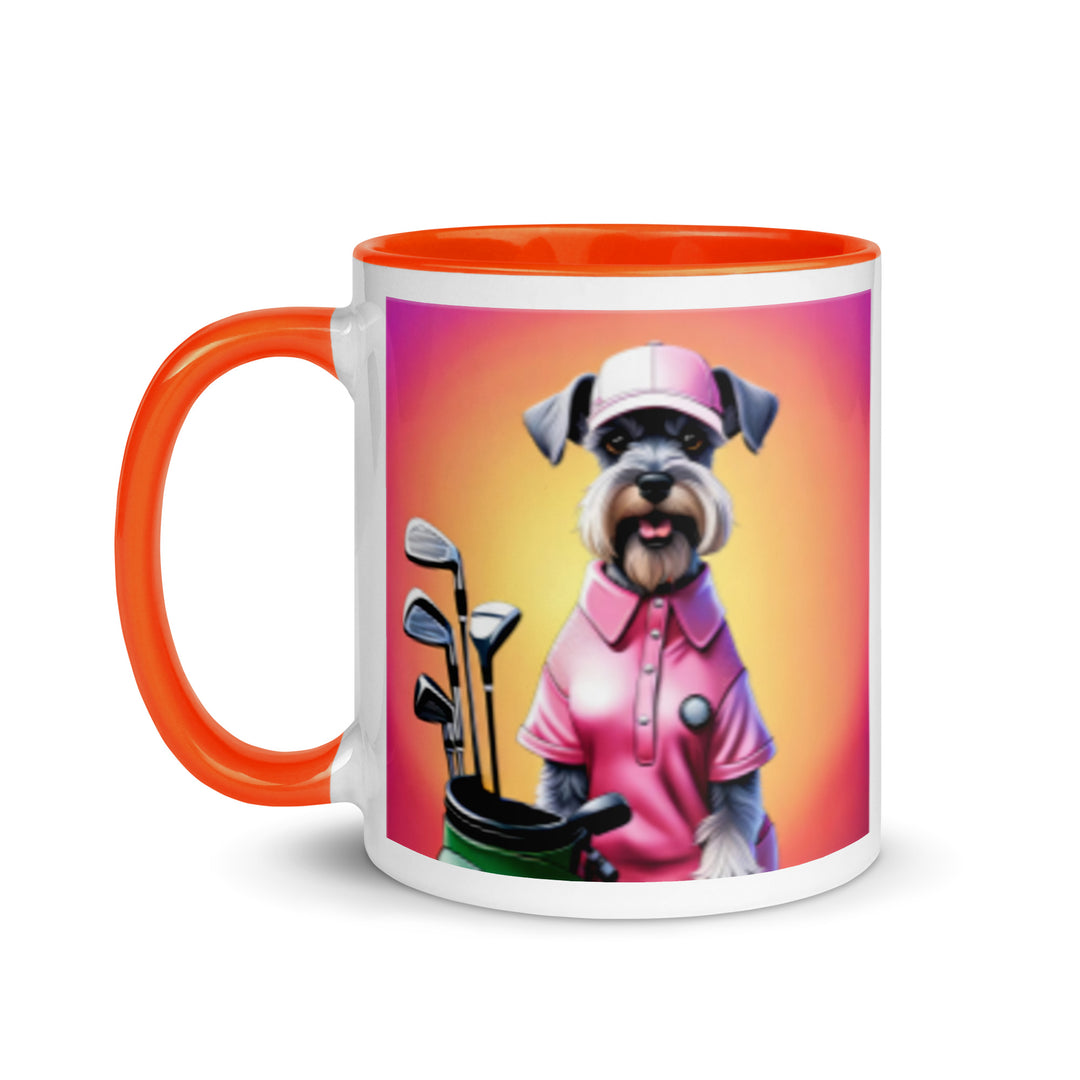 Miniature Schnauzer Golfer- Mug with Color Inside v4