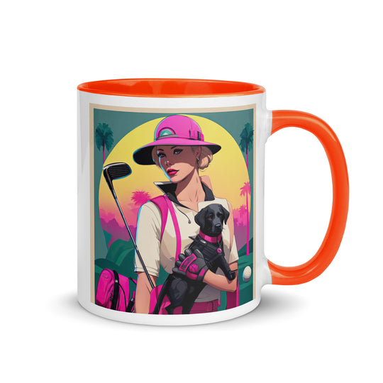 Mug with Color Inside-Labrador Retriever Golfer