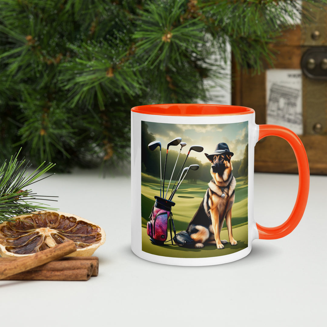 German Shepherd Golfer- Mug with Color Inside