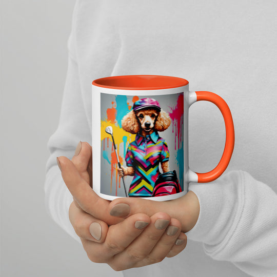 Poodle Golfer- Mug with Color Inside v4