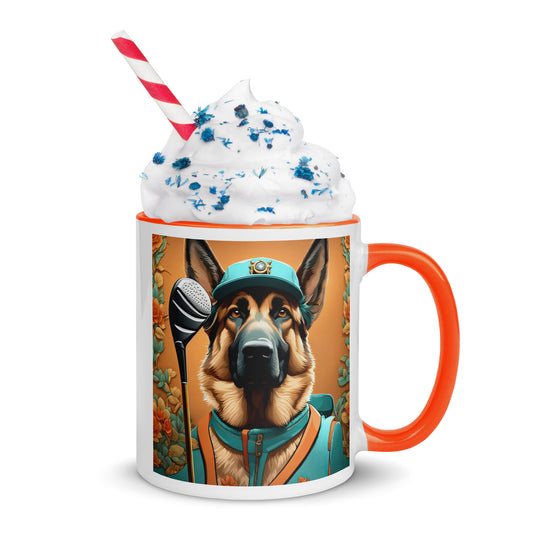 German Shepherd Golfer- Mug with Color Inside V2