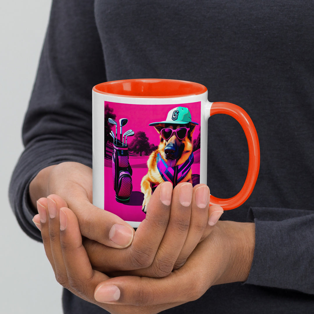 German Shepherd Golfer- Mug with Color Inside V8