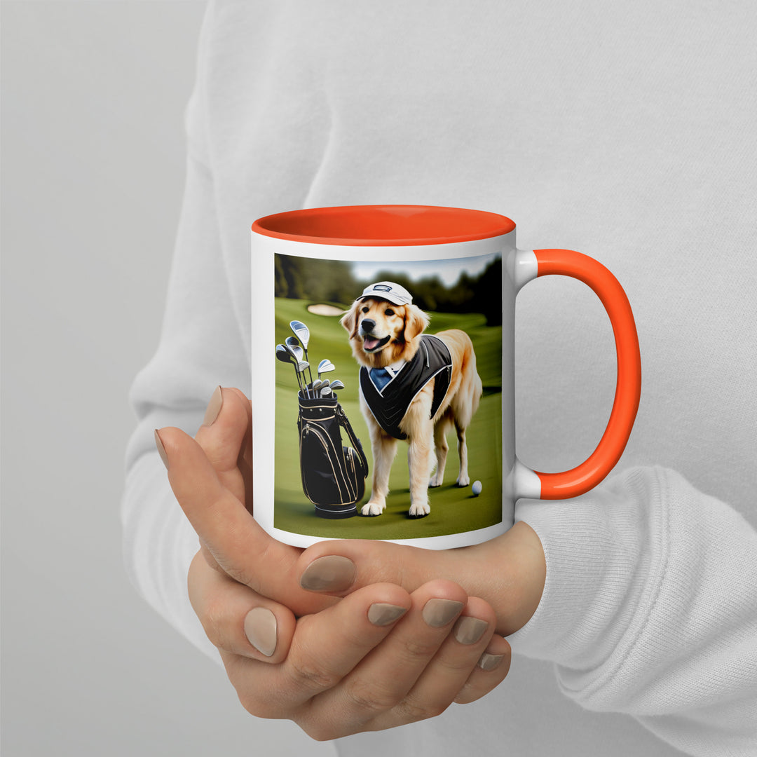 Golden Retriever Golfer- Mug with Color Inside V3