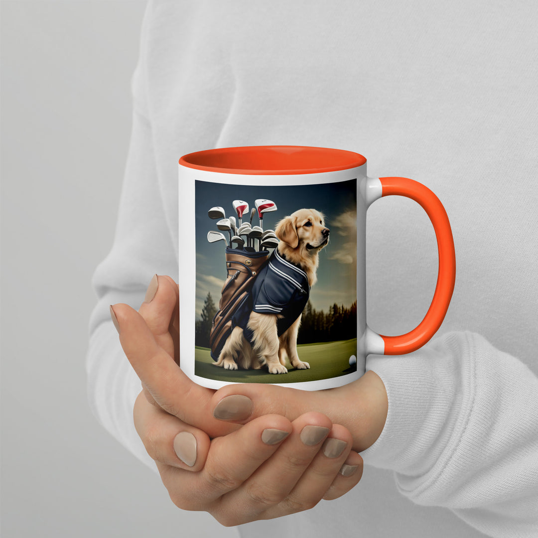 Golden Retriever Golfer- Mug with Color Inside V5