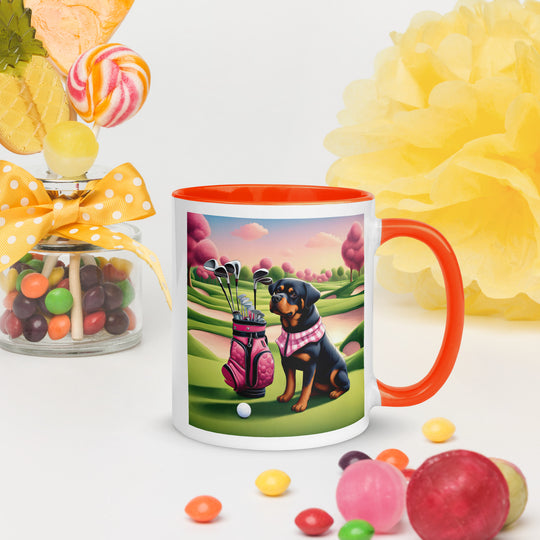 Rottweiler Golfer- Mug with Color Inside