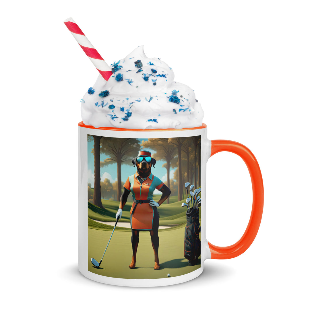 Rottweiler Golfer- Mug with Color Inside v4