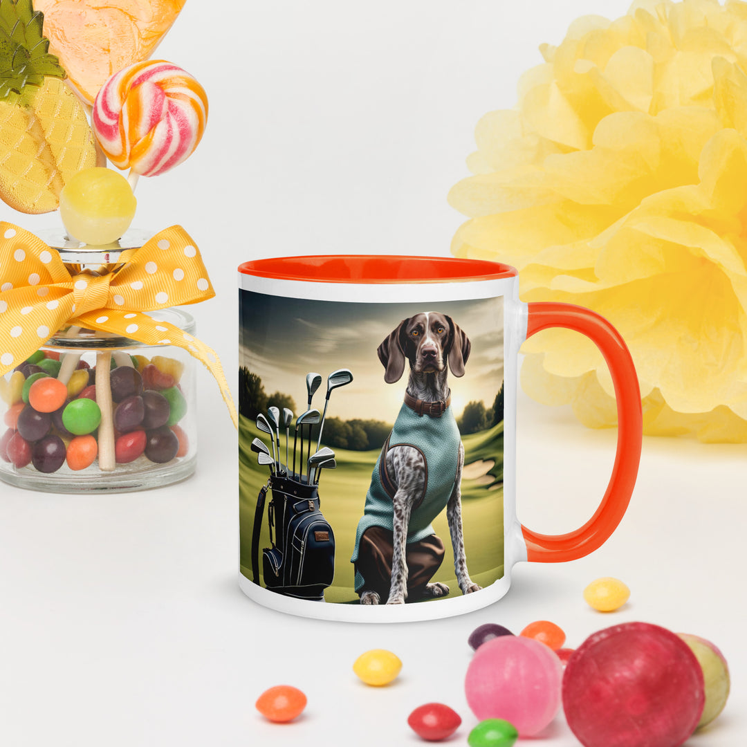 German Shorthaired Pointer Golfer- Mug with Color Inside v2