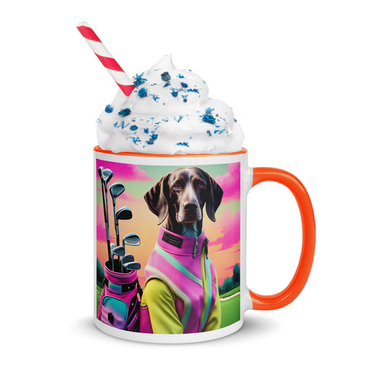 German Shorthaired Pointer Golfer- Mug with Color Inside v3