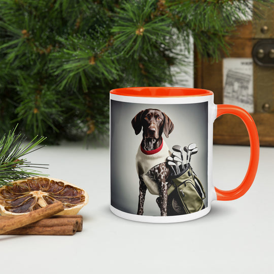 German Shorthaired Pointer Golfer- Mug with Color Inside v4