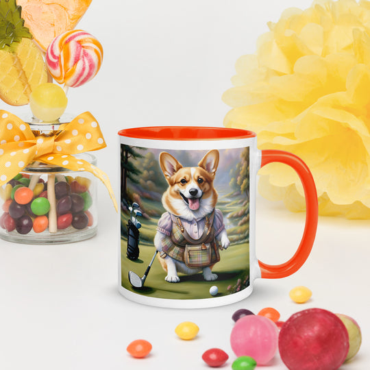 Pembroke Welsh Corgi Golfer- Mug with Color Inside v3