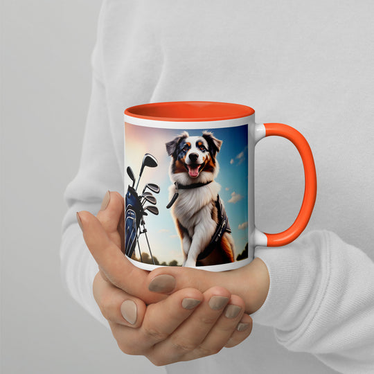 Australian Shepherd Golfer- Mug with Color Inside