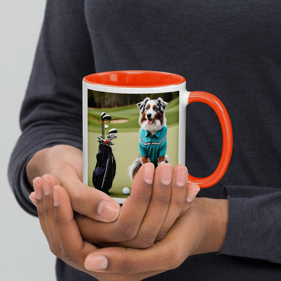 Australian Shepherd Golfer- Mug with Color Inside v4