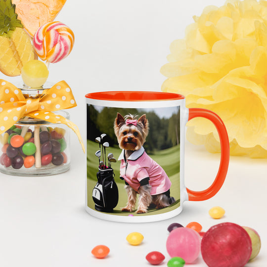 Yorkshire Terrier Golfer- Mug with Color Inside v2