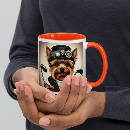 Yorkshire Terrier Golfer- Mug with Color Inside v3