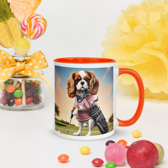 Cavalier King Charles Spaniel Golfer- Mug with Color Inside v2