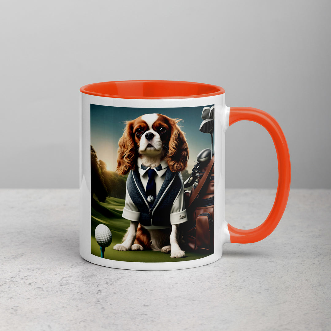 Cavalier King Charles Spaniel Golfer- Mug with Color Inside v3