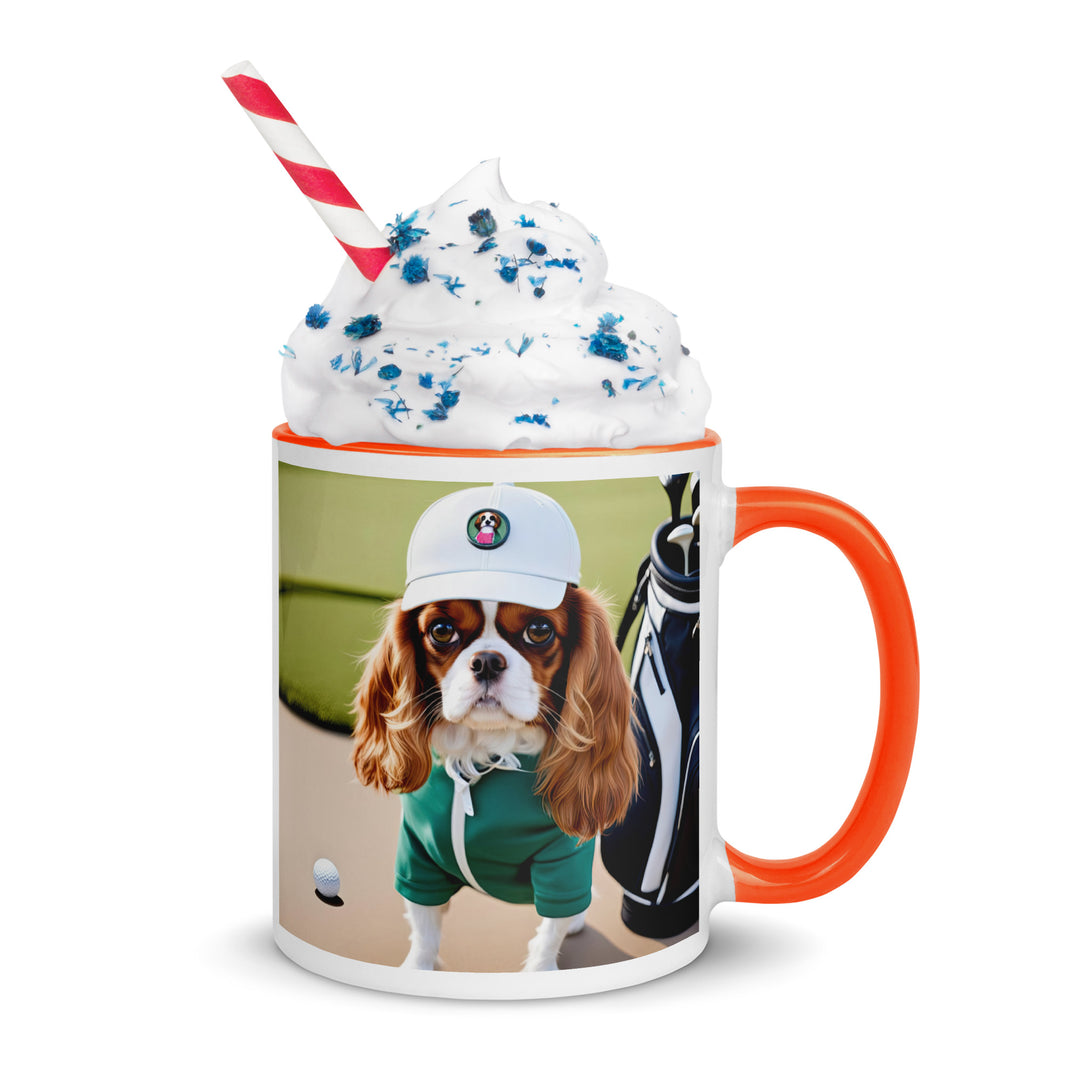 Cavalier King Charles Spaniel Golfer- Mug with Color Inside v4