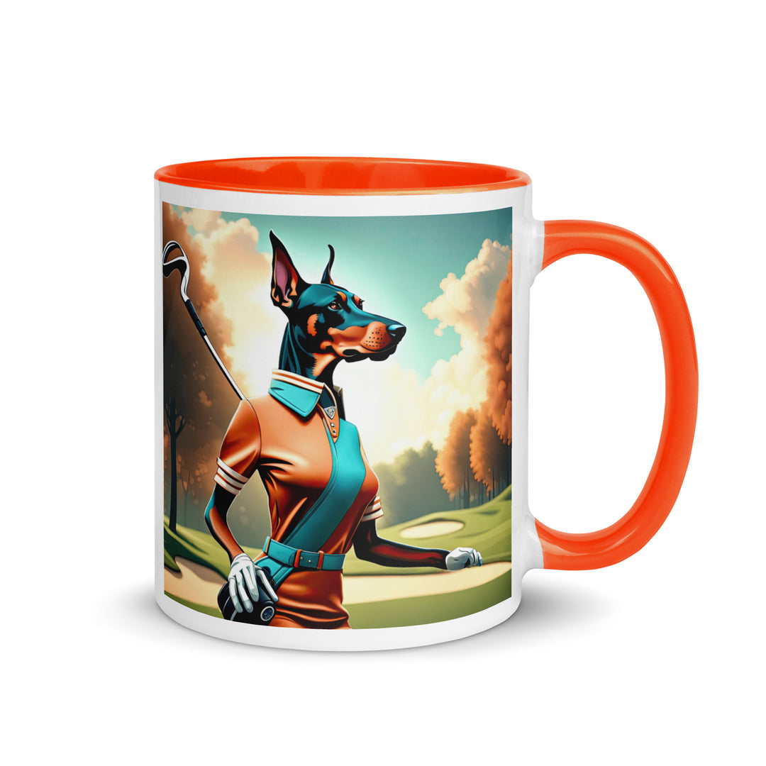 Doberman Pinscher Golfer- Mug with Color Inside