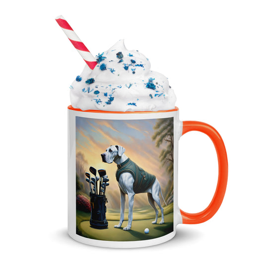 Great Dane Golfer- Mug with Color Inside v3