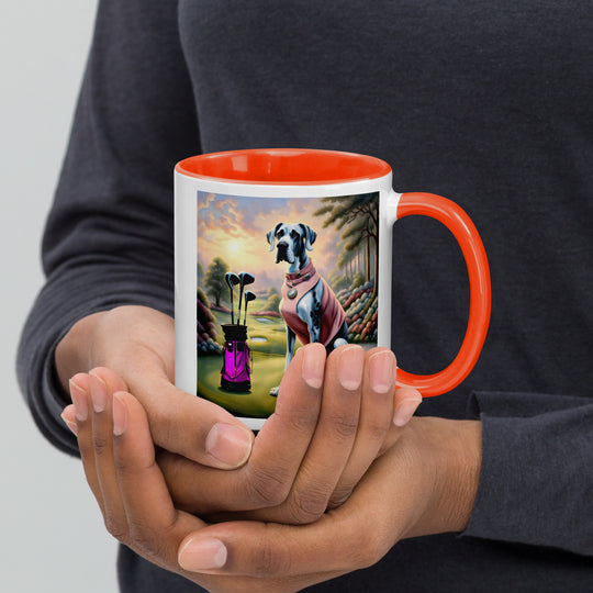 Great Dane Golfer- Mug with Color Inside v4