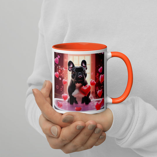 French Bulldog Romantic- Mug with Color Inside v4