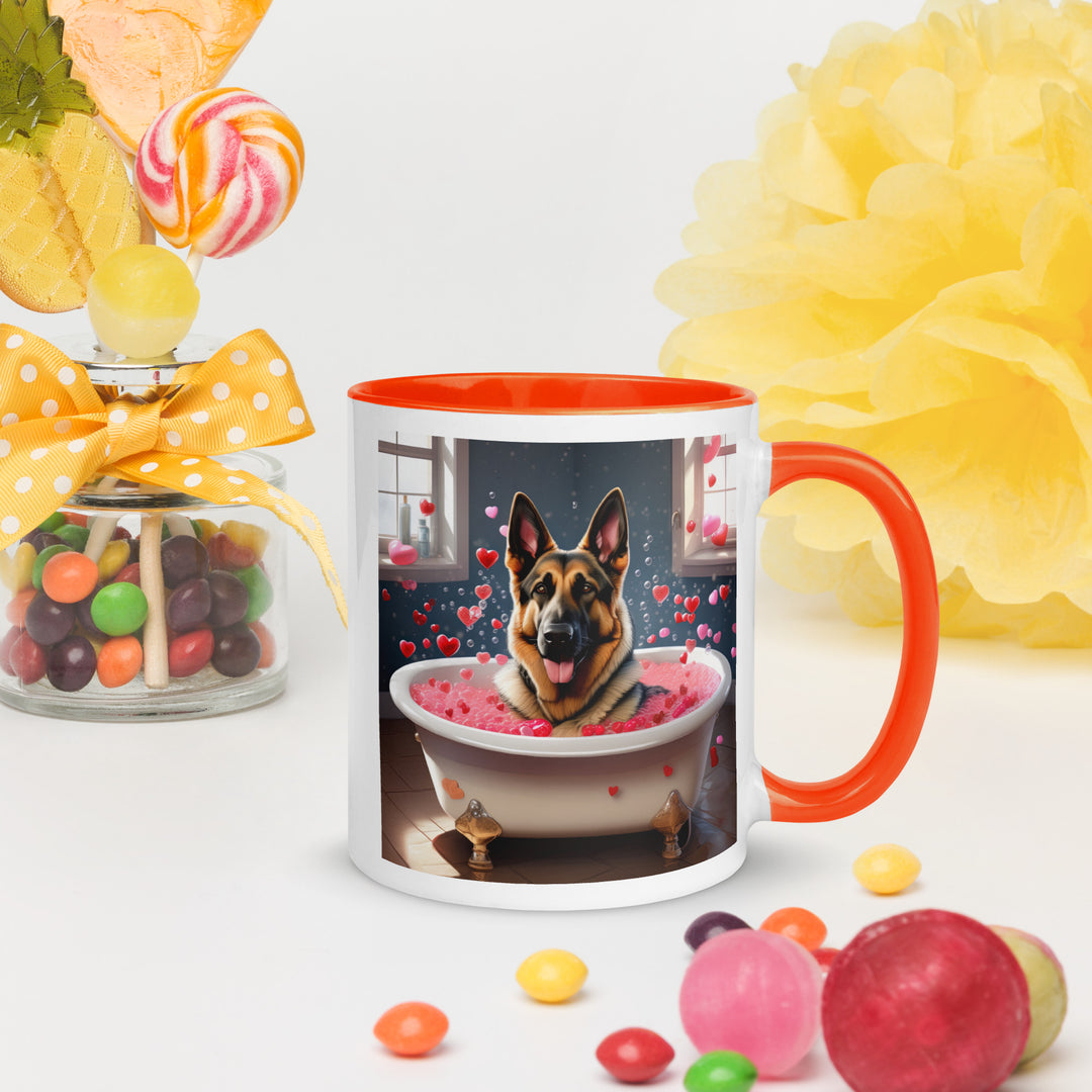 German Shepherd Romantic- Mug with Color Inside v3