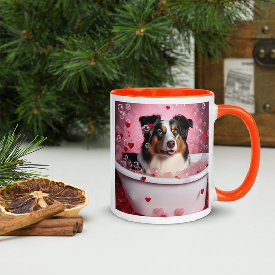 Australian Shepherd Romantic- Mug with Color Inside v2