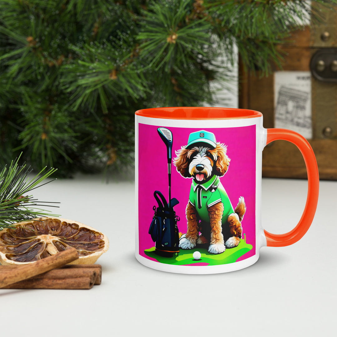 Bernedoodle Golfer- Mug with Color Inside v2