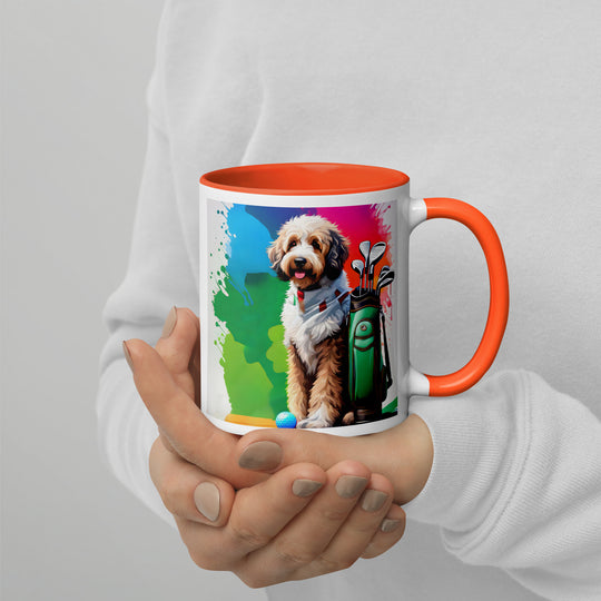 Bernedoodle Golfer- Mug with Color Inside v3