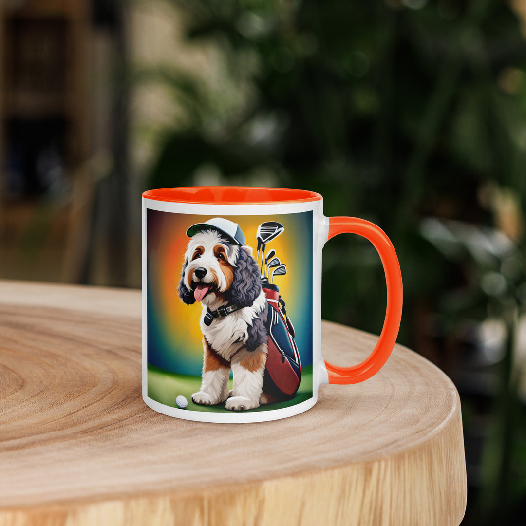 Bernedoodle Golfer- Mug with Color Inside v6