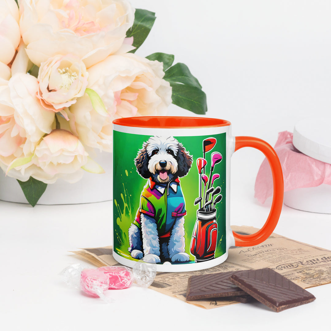 Bernedoodle Golfer- Mug with Color Inside v7