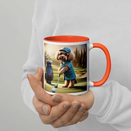 Cavapoo Golfer- Mug with Color Inside v5