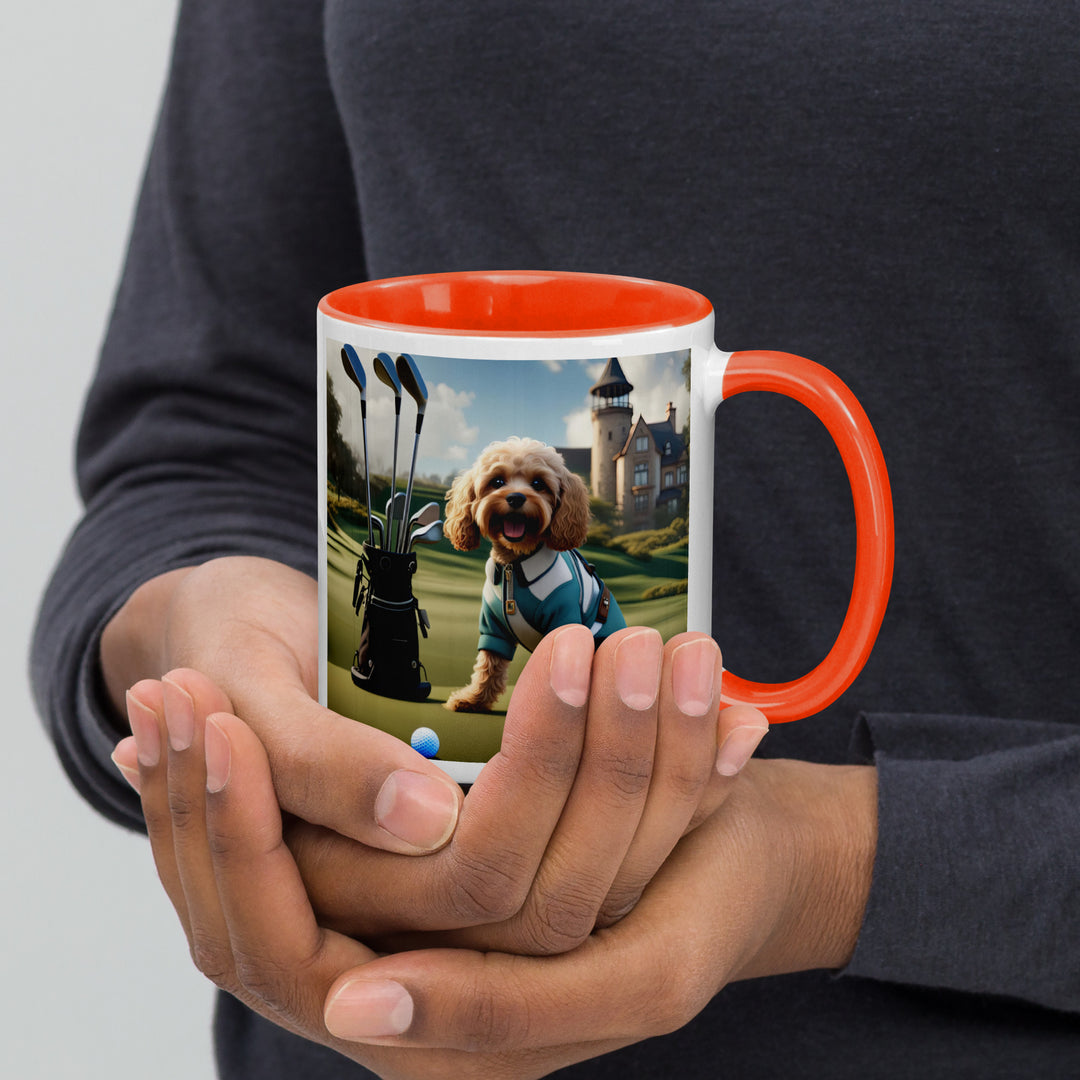 Cavapoo Golfer- Mug with Color Inside v6