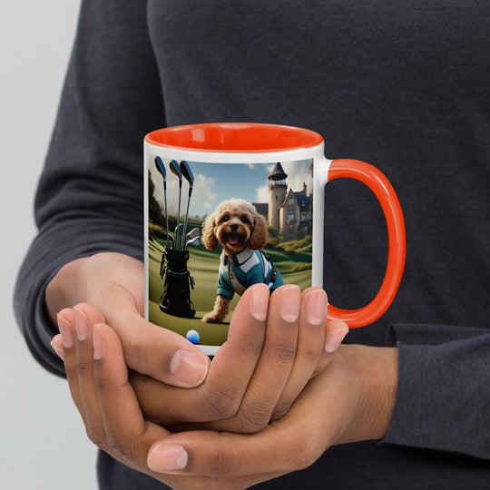 Cavapoo Golfer- Mug with Color Inside v6