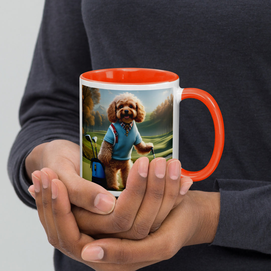 Cavapoo Golfer- Mug with Color Inside v7