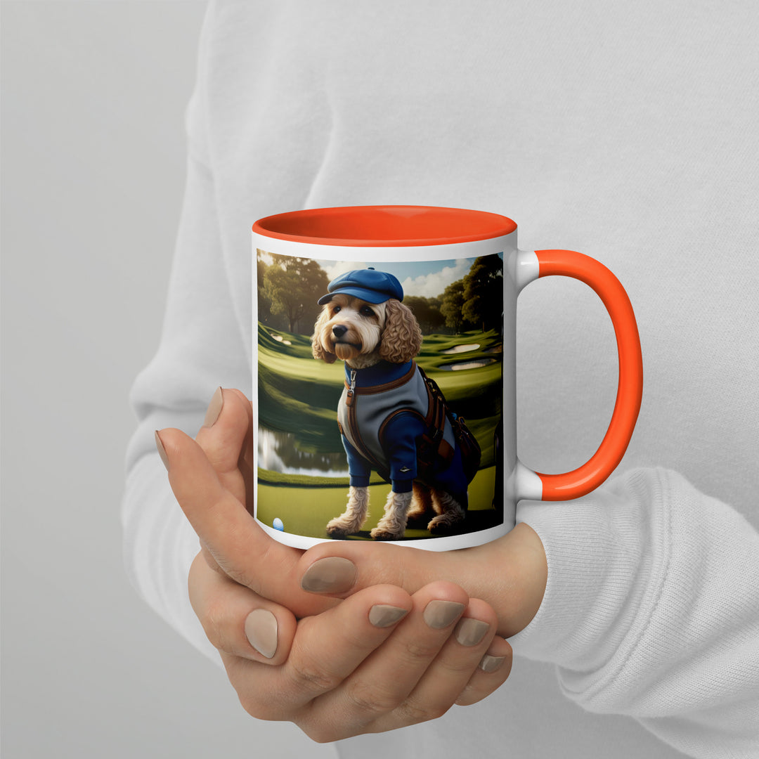 Cockapoo Golfer- Mug with Color Inside v9