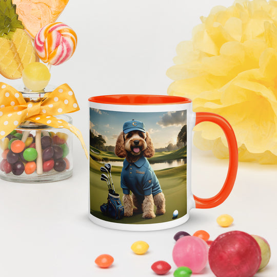 Cockapoo Golfer- Mug with Color Inside v6