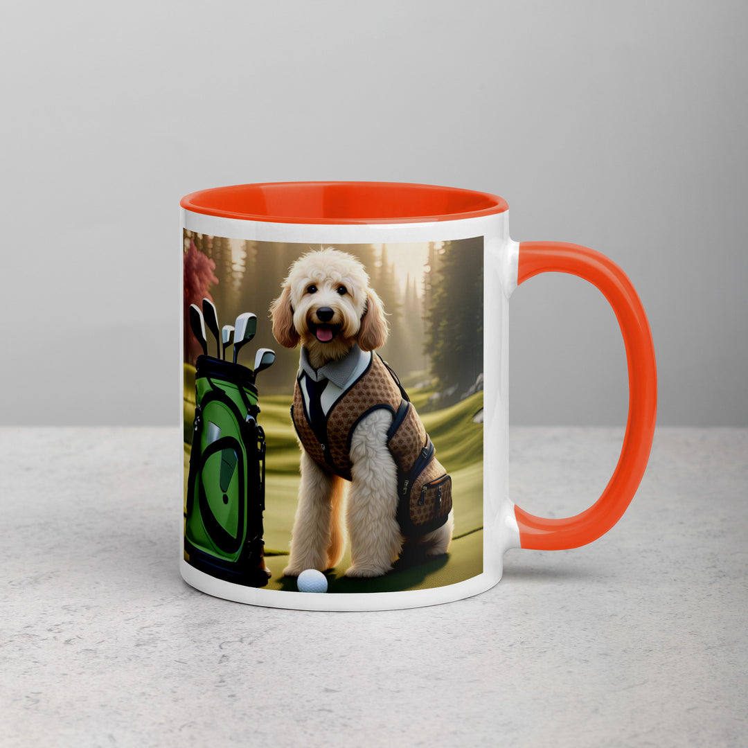 Goldendoodle Golfer- Mug with Color Inside v2