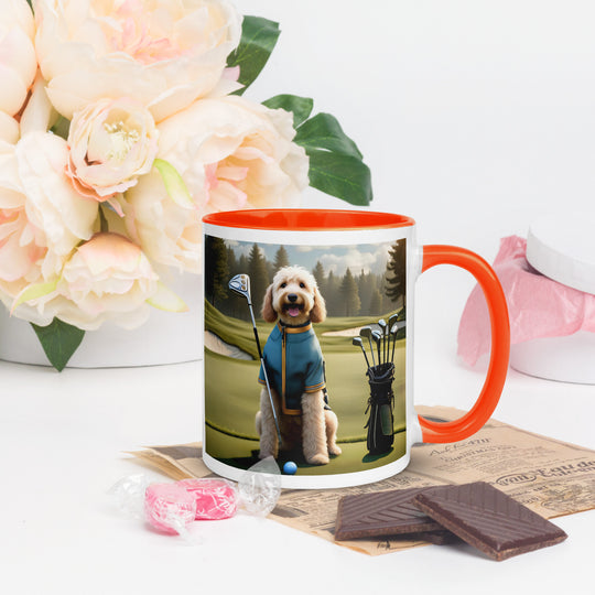 Goldendoodle Golfer- Mug with Color Inside v3