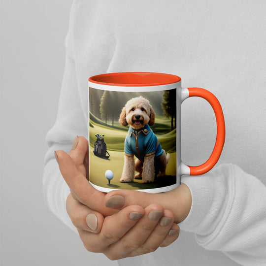 Goldendoodle Golfer- Mug with Color Inside v6