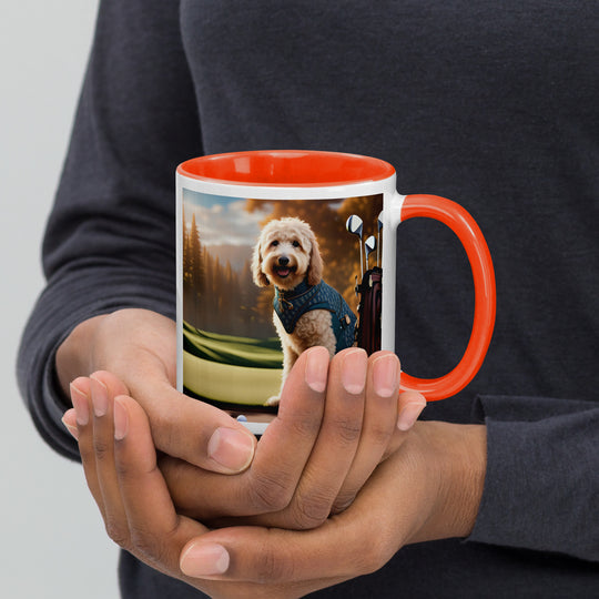 Goldendoodle Golfer- Mug with Color Inside v4