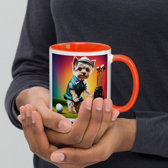 Morkie Golfer- Mug with Color Inside v5