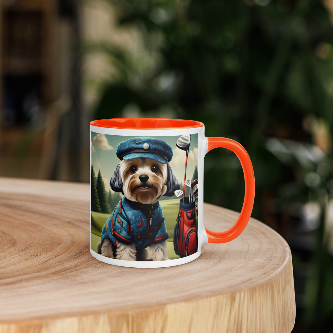 Yorkipoo Golfer- Mug with Color Inside v4