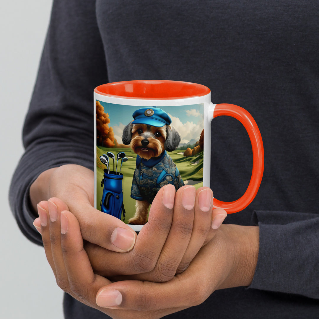 Yorkipoo Golfer- Mug with Color Inside v10