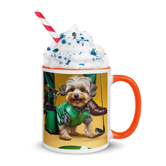 Yorkipoo Golfer- Mug with Color Inside v12