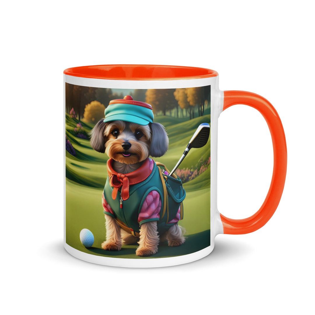 Yorkipoo Golfer- Mug with Color Inside v15