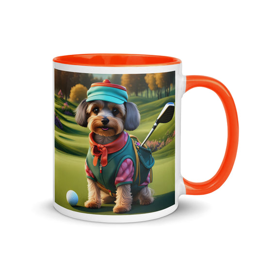 Yorkipoo Golfer- Mug with Color Inside v15