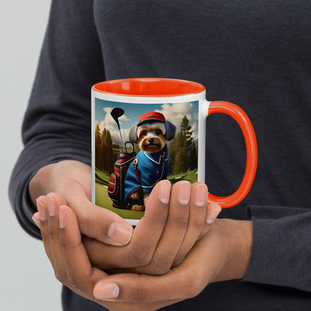 Yorkipoo Golfer- Mug with Color Inside v16