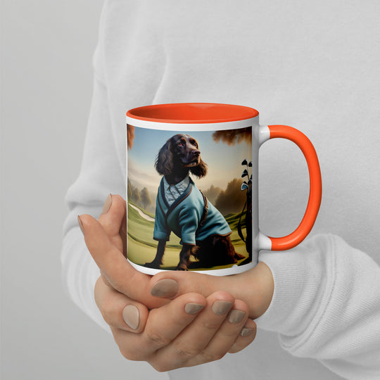 Sprocker Spaniel Golfer- Mug with Color Inside v3